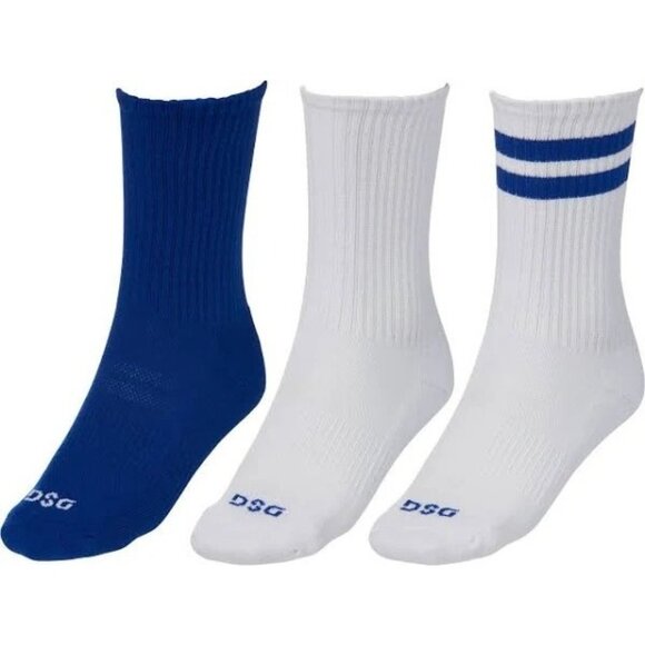 DSG Crew Socks Unisex Mens 8-13 Womens 10+ Athletic Sports 6 Pair (2 Pkgs) Blue - Picture 1 of 9